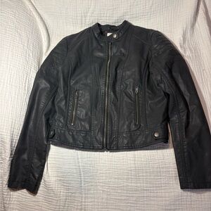 Black Faux Leather Jacket (M)